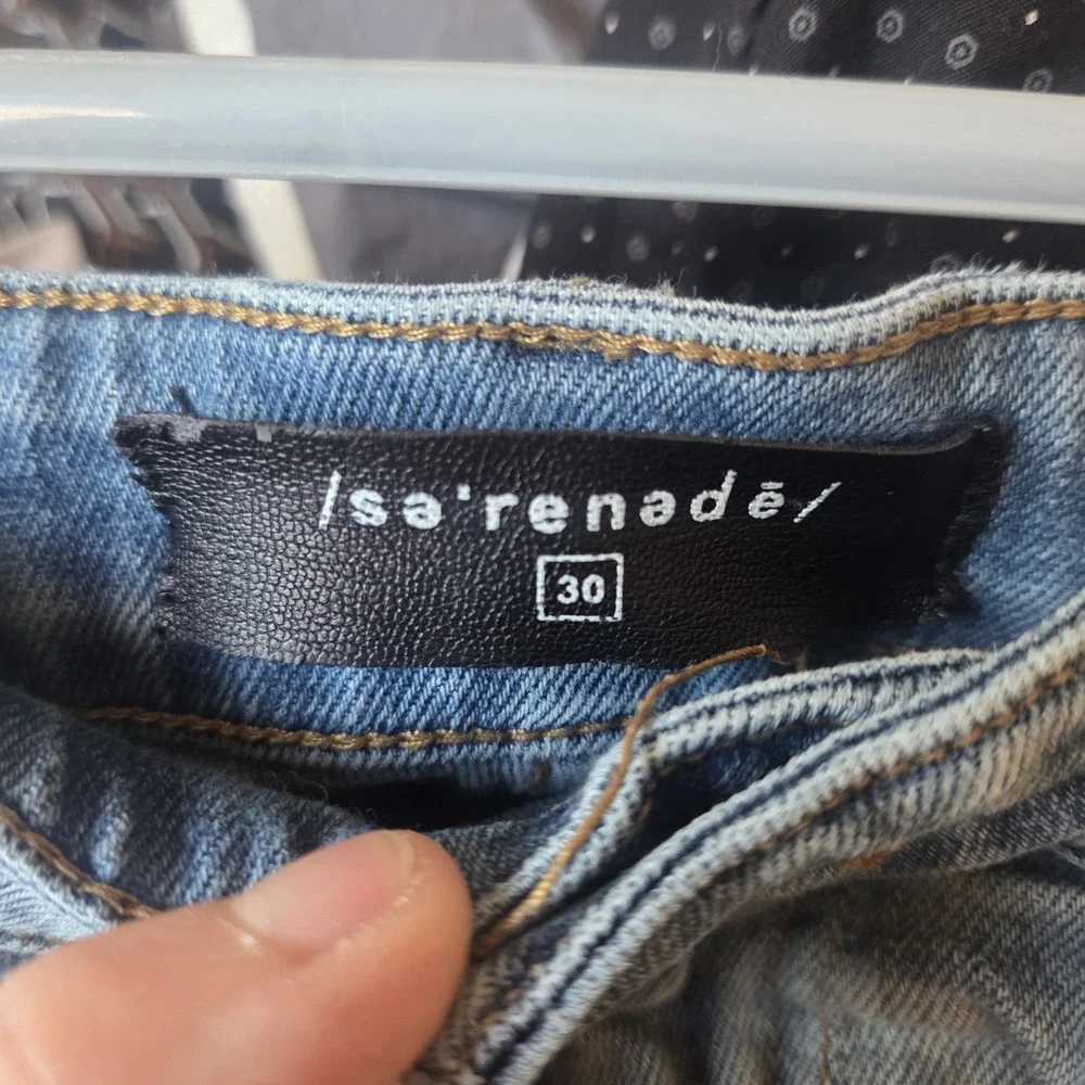 Serenade Mens Light Wash Cargo Jeans Slim Fit Size 30 Distressed